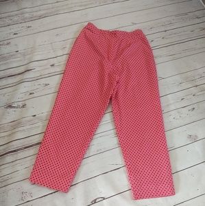 Talbots Red and White Diamond Print Casual Pants
